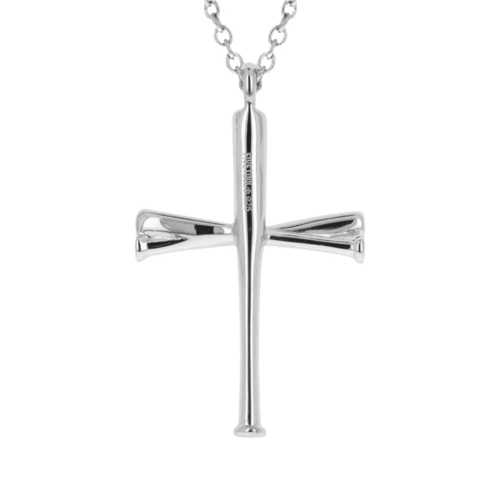 Youth Baseball Bat Cross Necklace | Sterling Silver