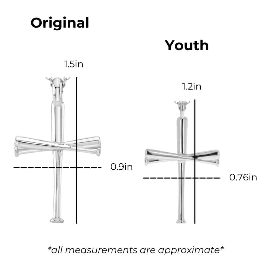 Youth Baseball Bat Cross Necklace | Sterling Silver
