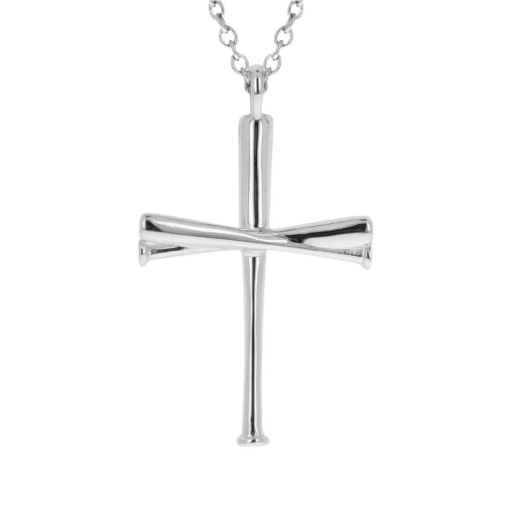 Youth Baseball Bat Cross Necklace | Sterling Silver