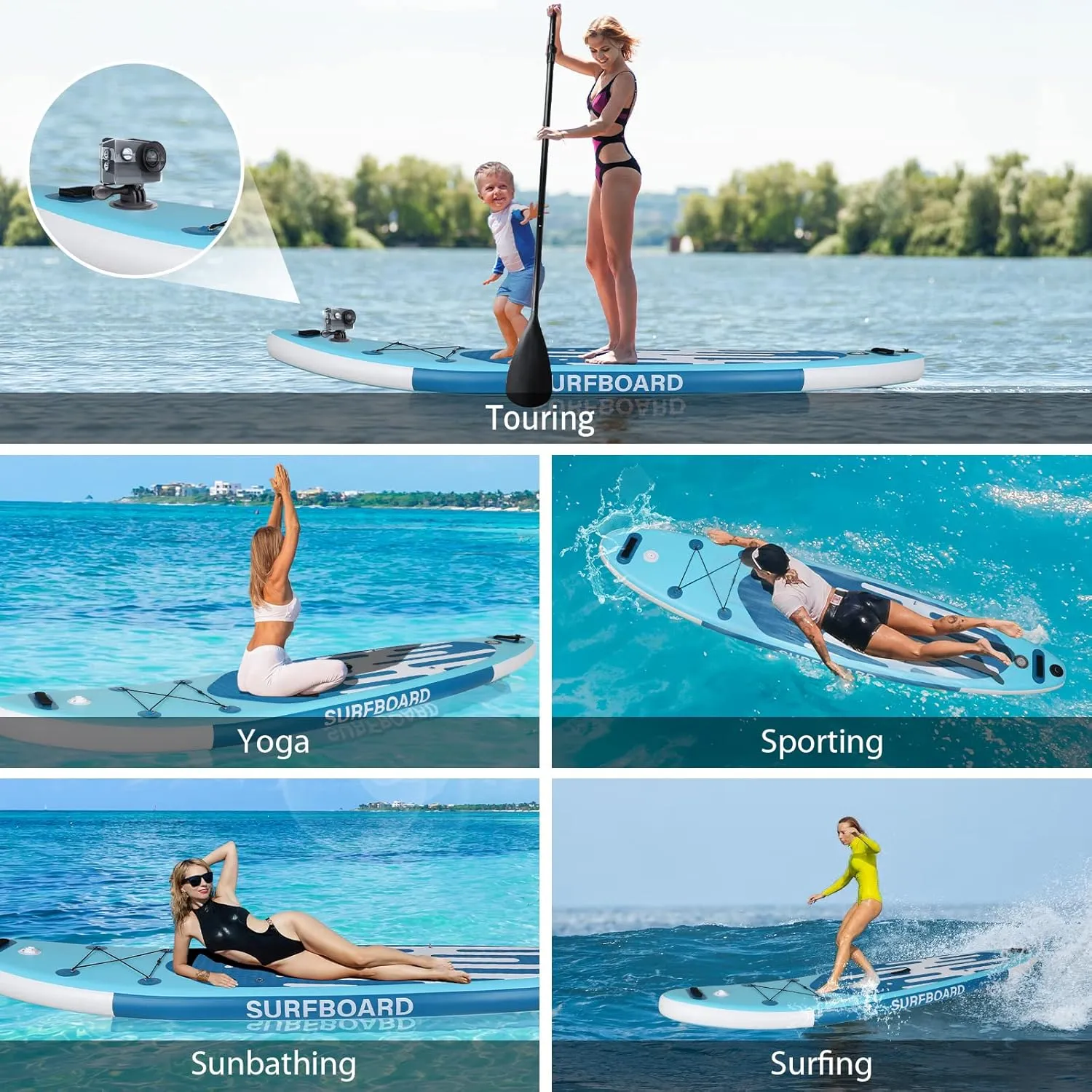 YUSING Inflatable Stand Up Paddle Board with Kayak Seat, Non-Slip Deck SUP Paddle Board with Premium Kayak, Portable Standing Boat for Youth & Adult