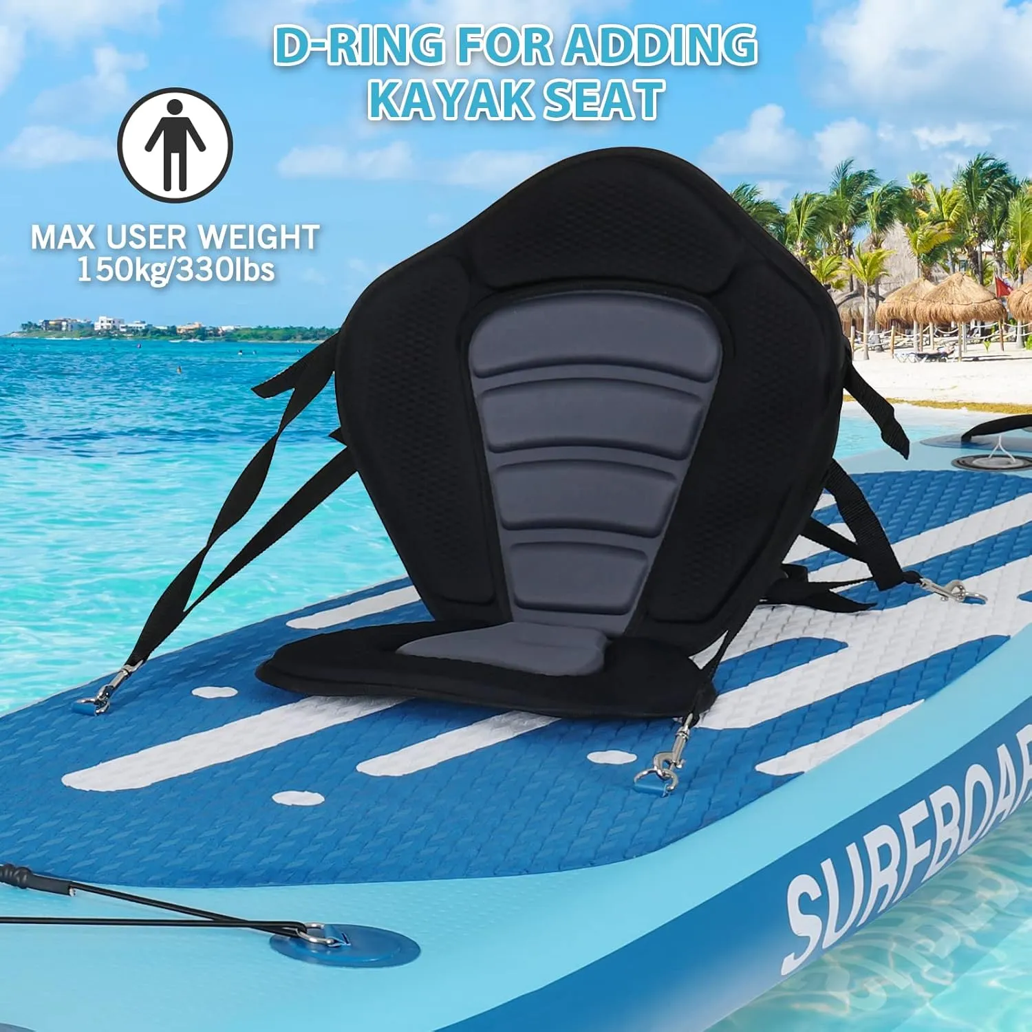 YUSING Inflatable Stand Up Paddle Board with Kayak Seat, Non-Slip Deck SUP Paddle Board with Premium Kayak, Portable Standing Boat for Youth & Adult