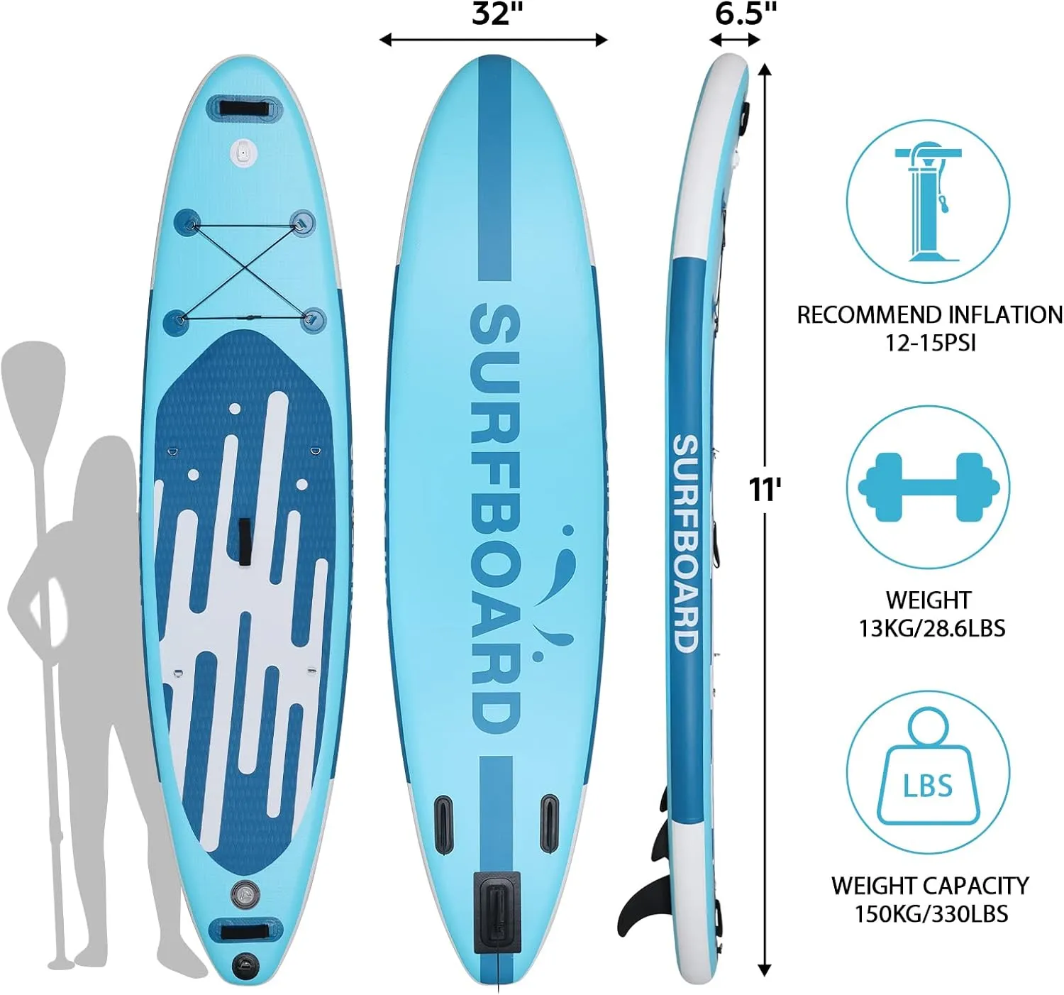 YUSING Inflatable Stand Up Paddle Board with Kayak Seat, Non-Slip Deck SUP Paddle Board with Premium Kayak, Portable Standing Boat for Youth & Adult