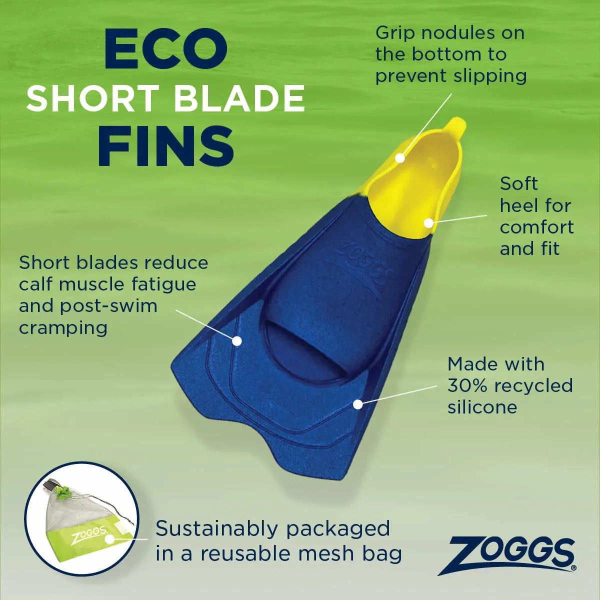 Zoggs Short Blade Eco Fins US 7-8 Blue/Green